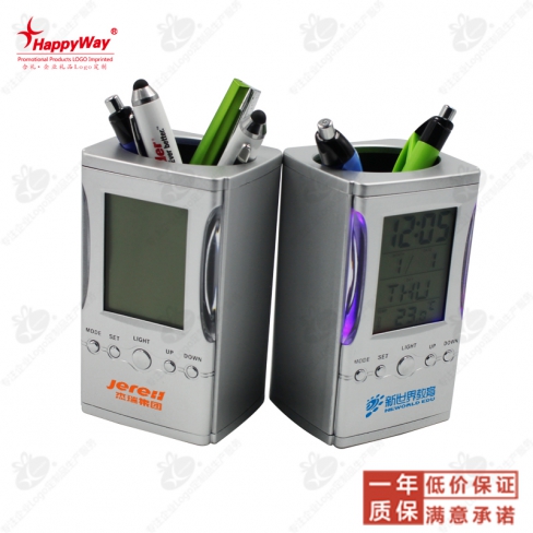 方形创意多功能万年历笔筒
