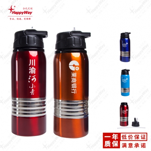 750ml多彩银环运动水壶 10个起企业广告礼品定制可印logo 广告杯订制